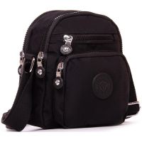 Женская текстильная сумка кросс боди Jielshi Черная (LANC23 black)