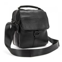 Мужская кожаная сумка мессенджер Tiding Bag Черная