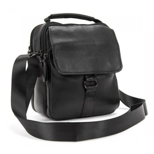 Мужская кожаная сумка мессенджер Tiding Bag Черная