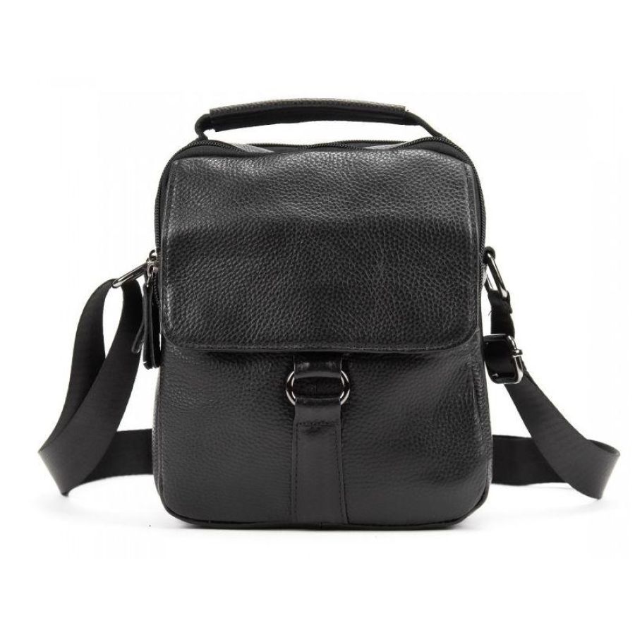 Мужская кожаная сумка мессенджер Tiding Bag Черная