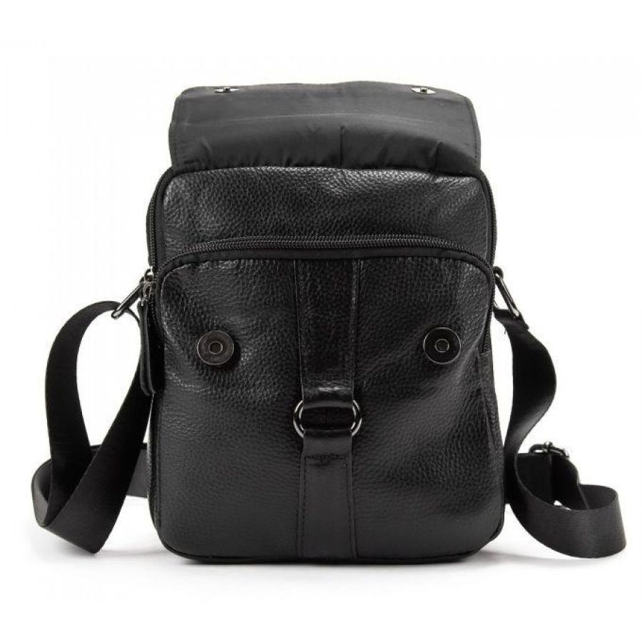 Мужская кожаная сумка мессенджер Tiding Bag Черная