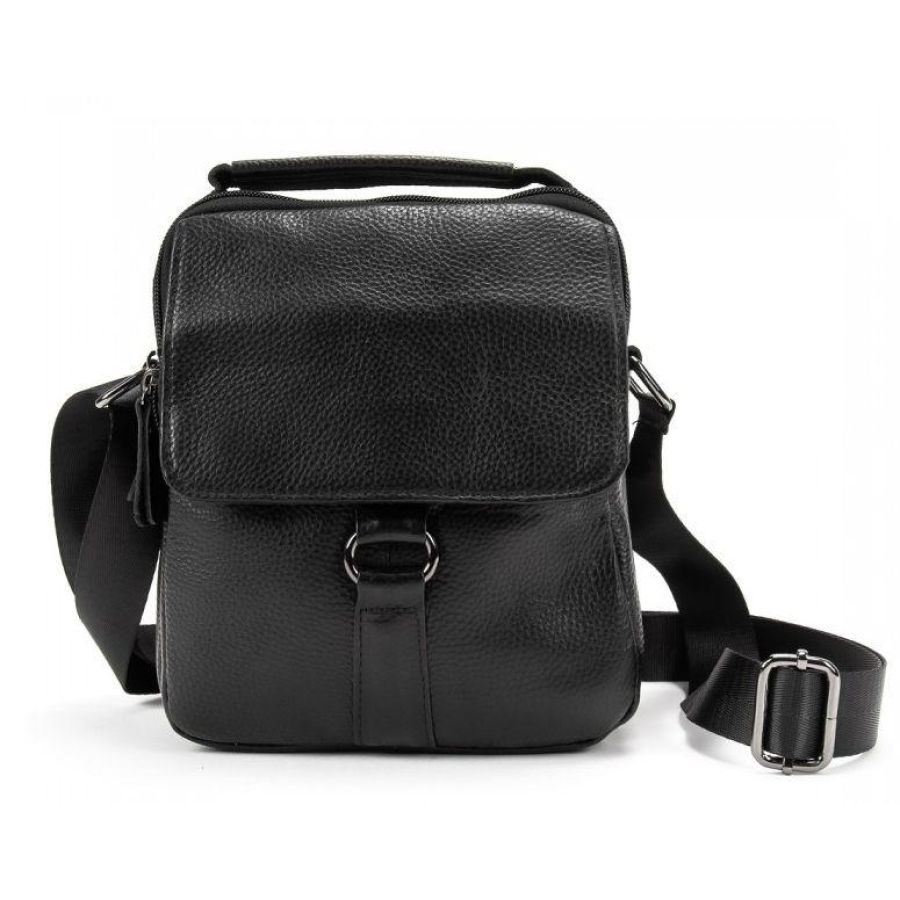 Мужская кожаная сумка мессенджер Tiding Bag Черная