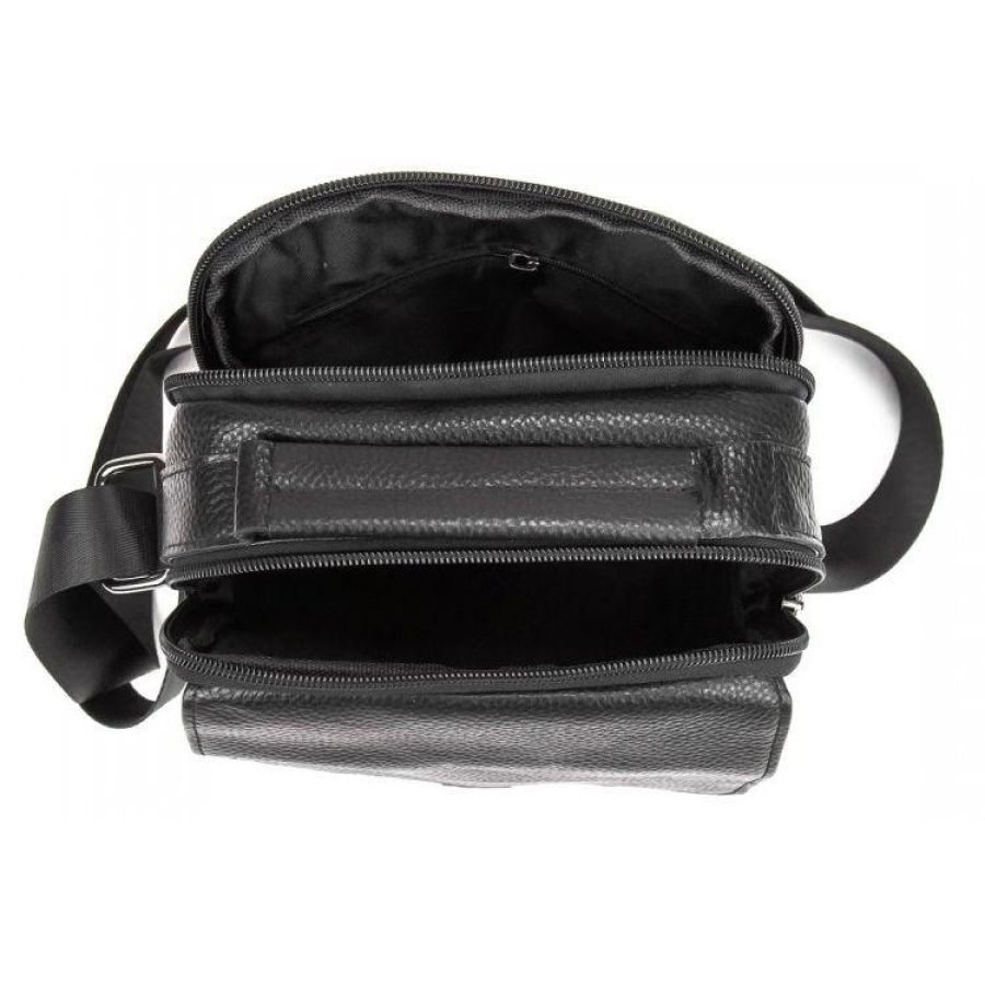 Мужская кожаная сумка мессенджер Tiding Bag Черная