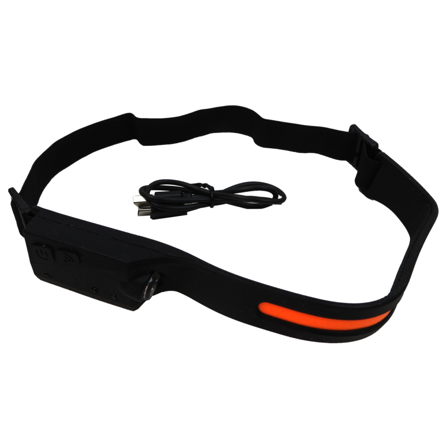 Аккумуляторный налобный фонарь LED полоса 120 Lm + фонарик 90 Lm Bresser