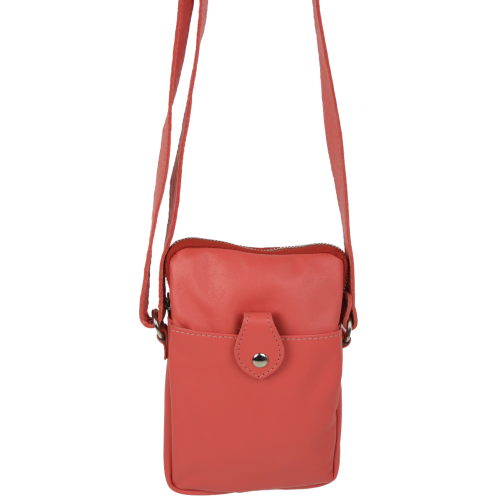 Небольшая женская кожаная наплечная сумка Borsacomoda коралловая