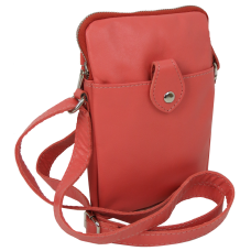 Небольшая женская кожаная наплечная сумка Borsacomoda коралловая