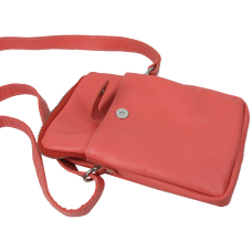 Небольшая женская кожаная наплечная сумка Borsacomoda коралловая