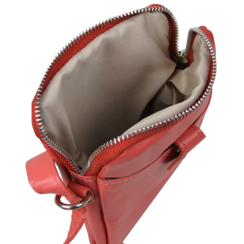 Небольшая женская кожаная наплечная сумка Borsacomoda коралловая