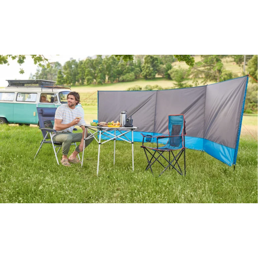 Экран тент для защиты от ветра и посторонних глаз Rocktrail серый с синим 5х1.4 м