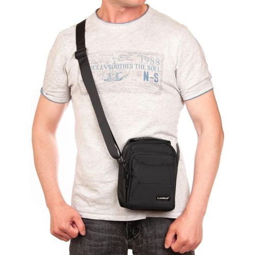 Сумка через плечо Lanpad мужская Черная (LAN3730 black)