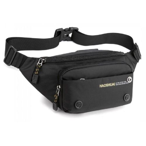 Сумка поясная мужская Confident 33х15 см Черная