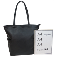 Женская кожаная сумка на двух ручках Borsacomoda Украина Черная