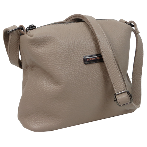 Женская кожаная сумка через плечо кросс-боди Borsacomoda Бежевая
