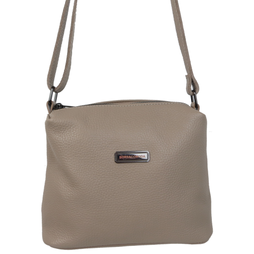 Женская кожаная сумка через плечо кросс-боди Borsacomoda Бежевая