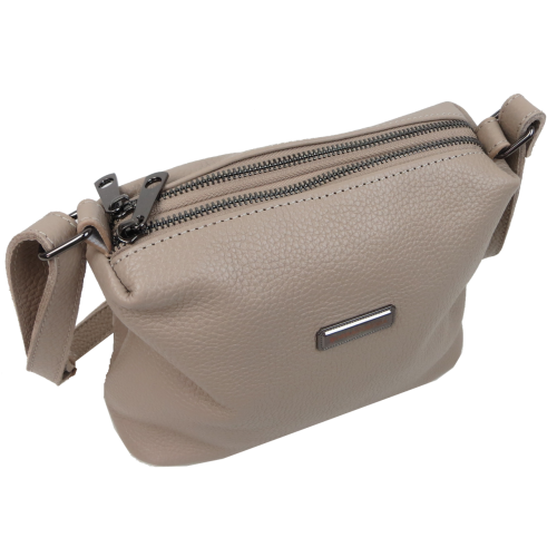 Женская кожаная сумка через плечо кросс-боди Borsacomoda Бежевая