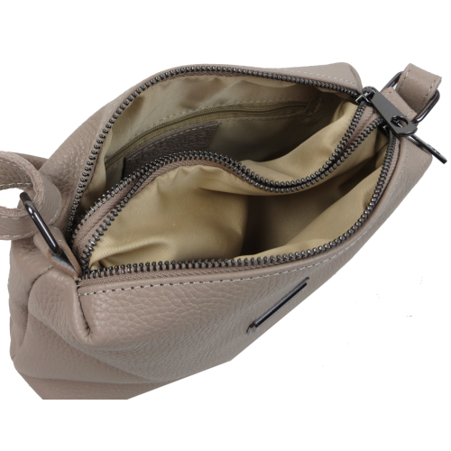 Женская кожаная сумка через плечо кросс-боди Borsacomoda Бежевая