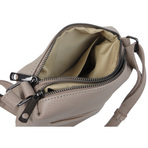 Женская кожаная сумка через плечо кросс-боди Borsacomoda Бежевая