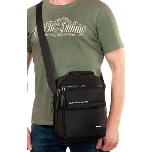 Сумка мужская тканевая планшетка Lanpad Черная