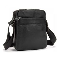 Мужской кожаный мессенджер Tiding Bag  Чёрный
