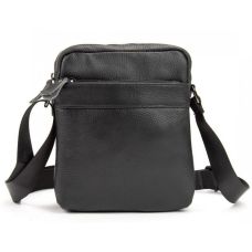 Мужской кожаный мессенджер Tiding Bag  Чёрный