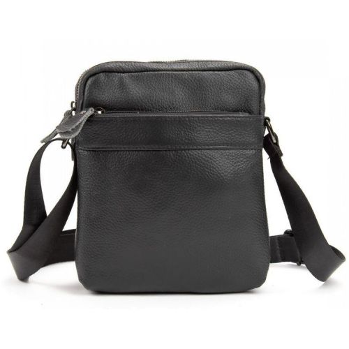 Мужской кожаный мессенджер Tiding Bag  Чёрный