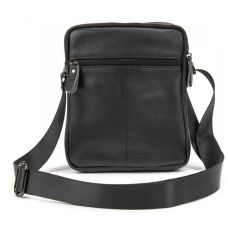 Мужской кожаный мессенджер Tiding Bag  Чёрный
