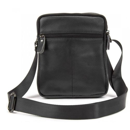 Мужской кожаный мессенджер Tiding Bag  Чёрный