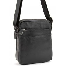Мужской кожаный мессенджер Tiding Bag  Чёрный