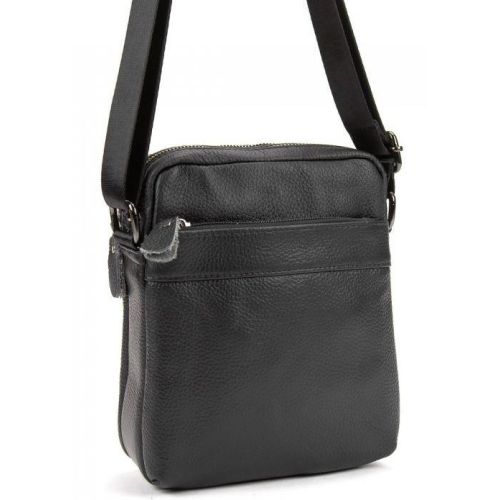 Мужской кожаный мессенджер Tiding Bag  Чёрный