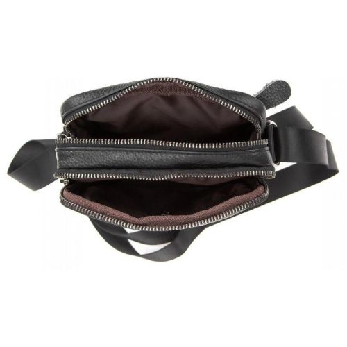 Мужской кожаный мессенджер Tiding Bag  Чёрный