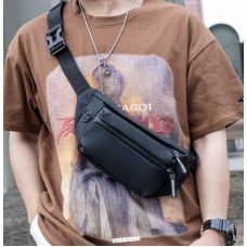 Сумка на пояс мужская тканевая Confident Черная