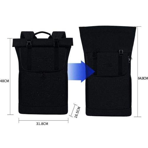 Офисный рюкзак с отделением для ноутбука 15,6 Kroser Roll Top Черный