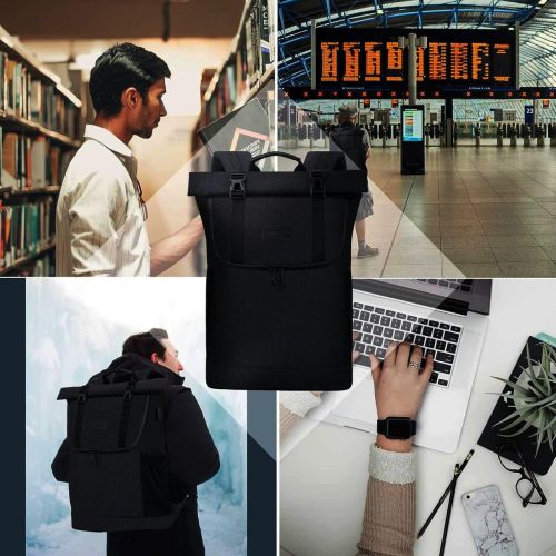 Офисный рюкзак с отделением для ноутбука 15,6 Kroser Roll Top Черный