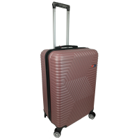 Пластиковый чемодан на колесах средний размер 70L GD Polo Пудровый