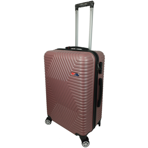 Пластиковый чемодан на колесах средний размер 70L GD Polo Пудровый