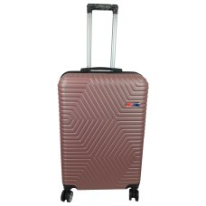 Пластиковый чемодан на колесах средний размер 70L GD Polo Пудровый