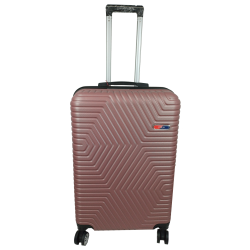 Пластиковый чемодан на колесах средний размер 70L GD Polo Пудровый