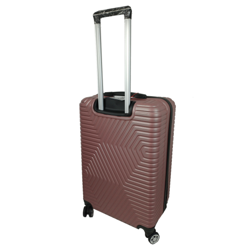 Пластиковый чемодан на колесах средний размер 70L GD Polo Пудровый