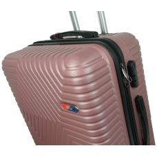Пластиковый чемодан на колесах средний размер 70L GD Polo Пудровый