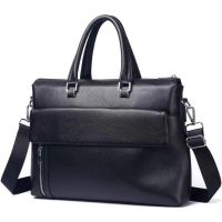 Мужская сумка-портфель Tiding Bag кожаная Черная