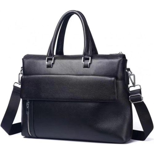 Мужская сумка-портфель Tiding Bag кожаная Черная