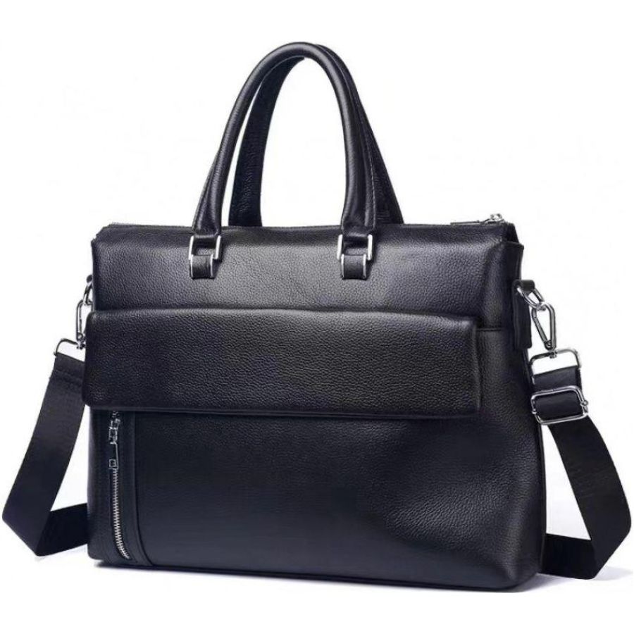 Мужская сумка-портфель Tiding Bag кожаная Черная