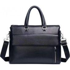 Мужская сумка-портфель Tiding Bag кожаная Черная