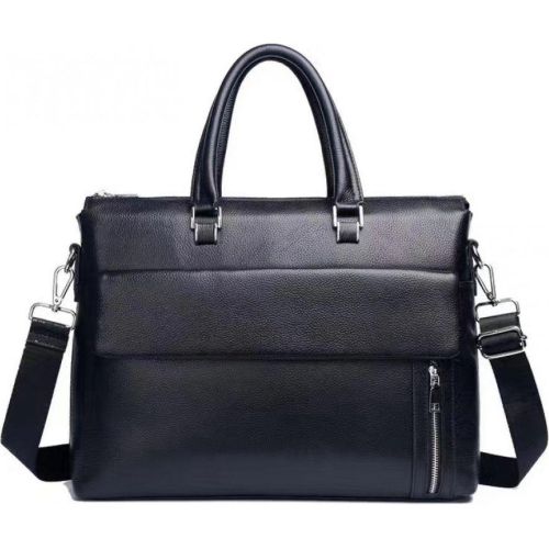 Мужская сумка-портфель Tiding Bag кожаная Черная