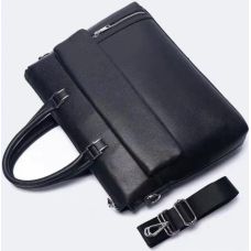 Мужская сумка-портфель Tiding Bag кожаная Черная
