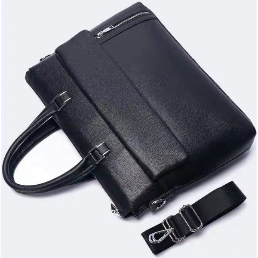 Мужская сумка-портфель Tiding Bag кожаная Черная