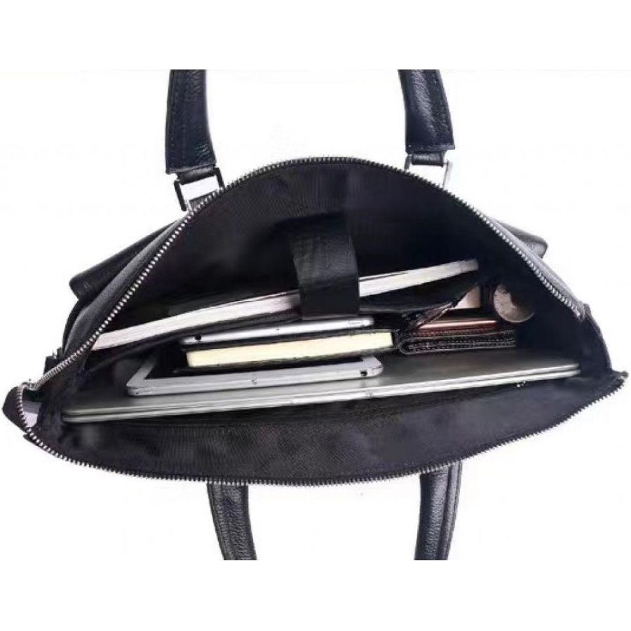 Мужская сумка-портфель Tiding Bag кожаная Черная