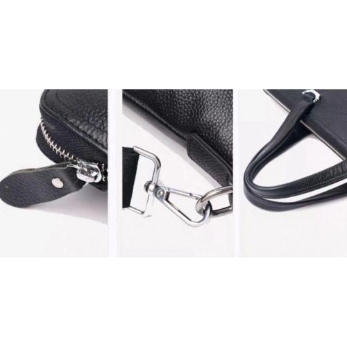 Мужская сумка-портфель Tiding Bag кожаная Черная