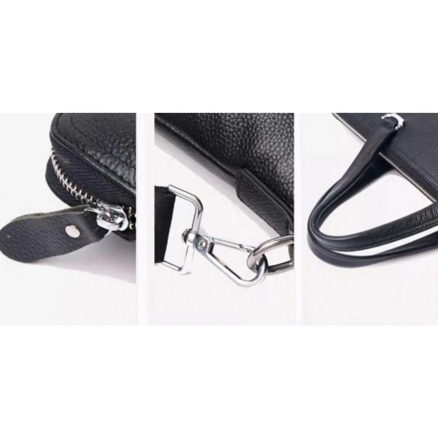 Мужская сумка-портфель Tiding Bag кожаная Черная