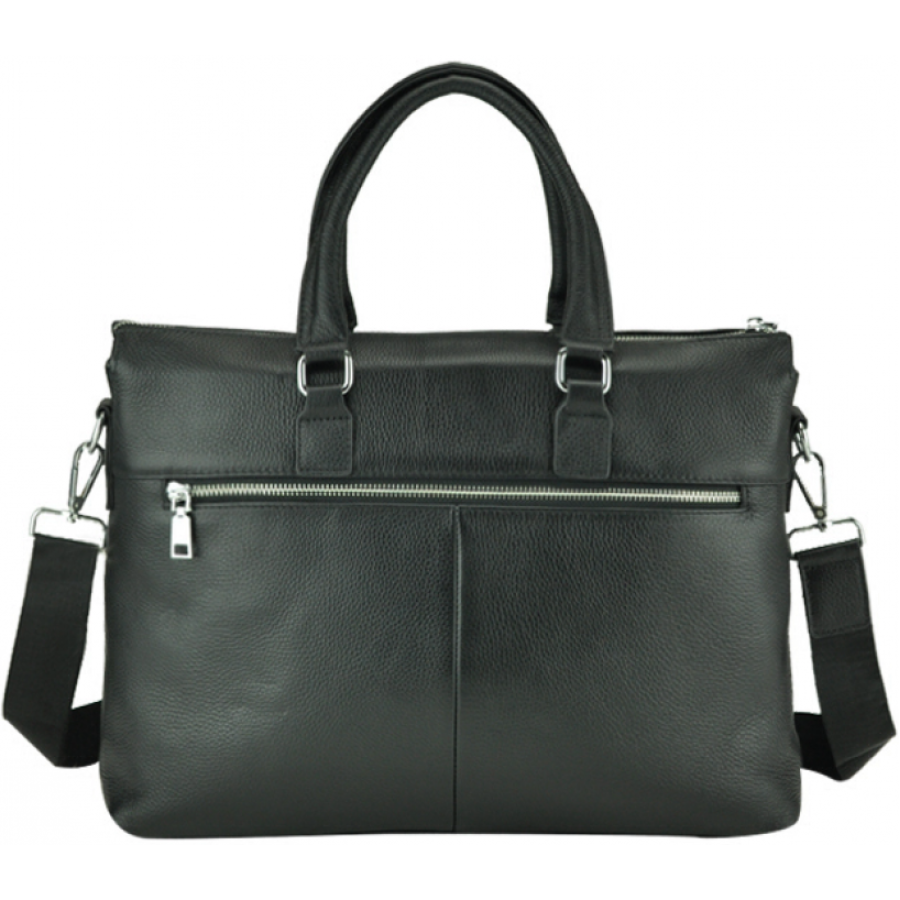 Мужская сумка-портфель Tiding Bag кожаная Черная